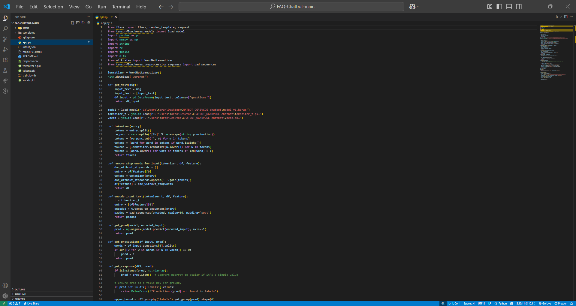 Chatbot Code Screenshot
